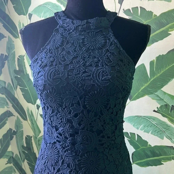 Lulus Women’s Navy Blue Love Poem Lace Halter Tank Mini Dress Small - Picture 10 of 14